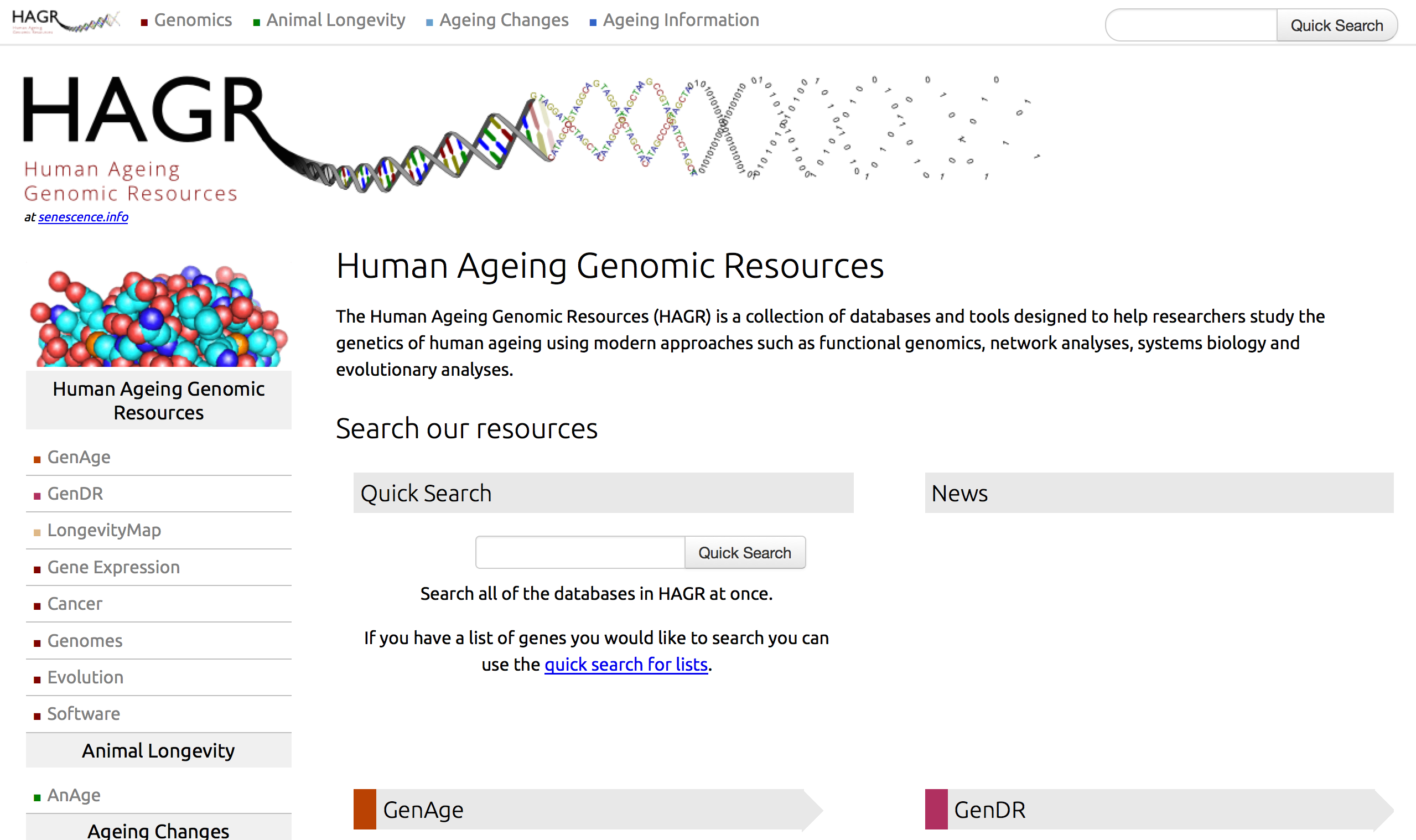 Human Ageing Genomic Resources homepage