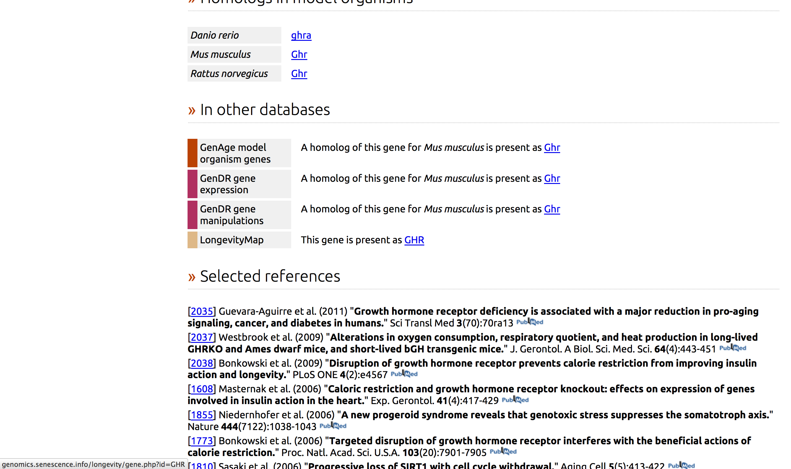 Human Ageing Genomic Resources result details page